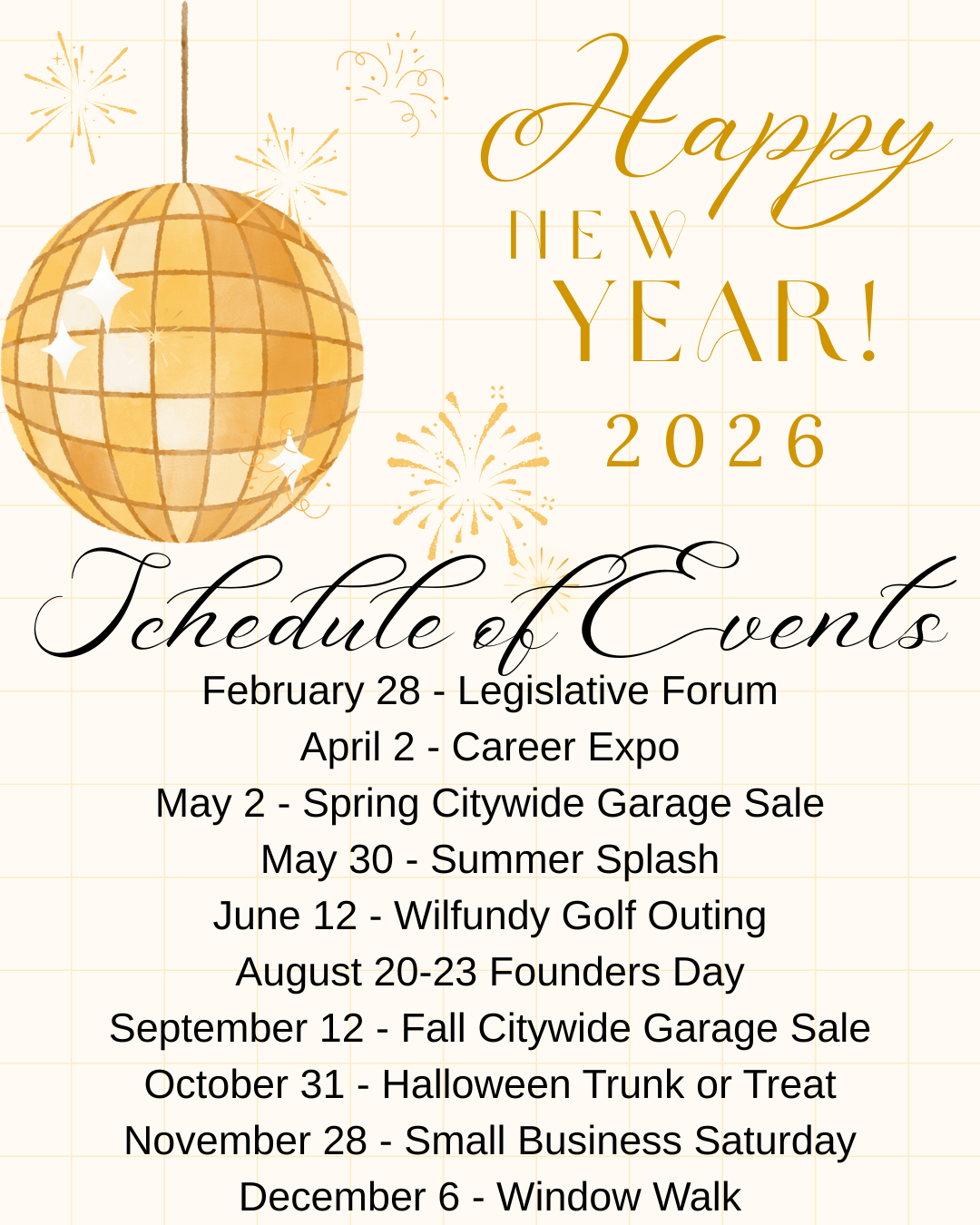 2026 schedule of events